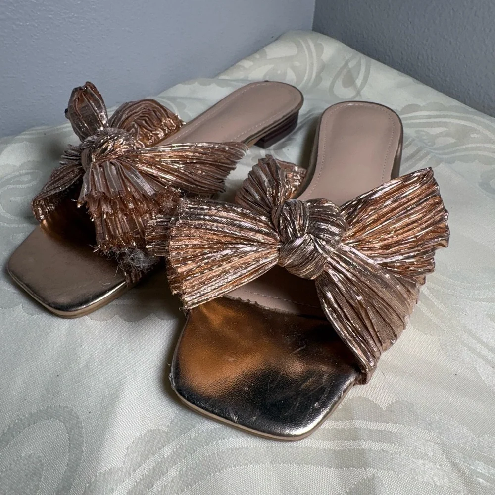 Journee Collection Metallic Bow Sandals